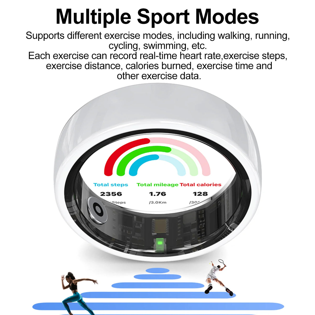 Smart Ring For Men Women With Charging Case,Couple Space Interaction,Health and Sleep Monitor,Multi Sport Mode,5ATM Waterproof