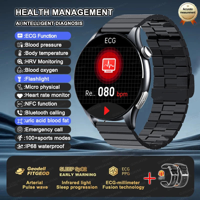 Health Smartwatch with ECG, NFC & Bluetooth Calling