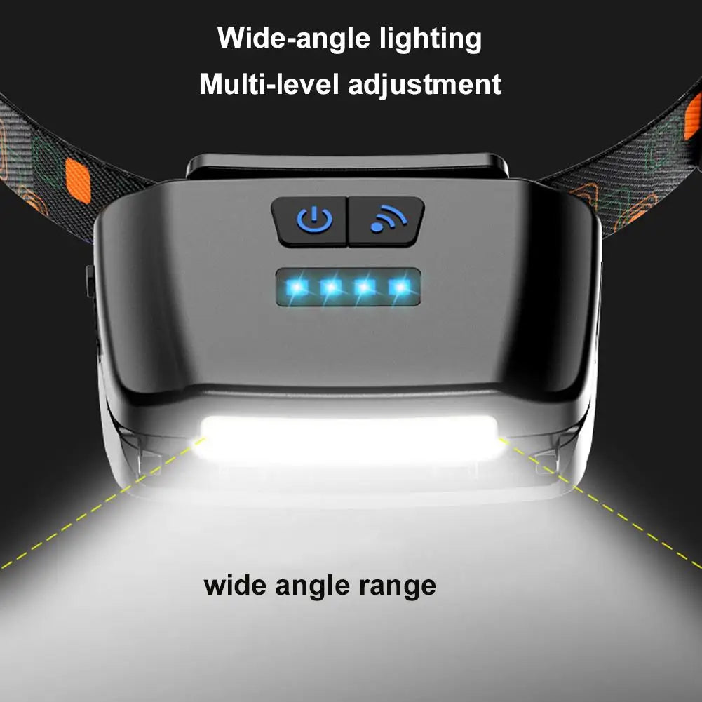 Smart Motion Sensor Hat Clip Light USB Rechargeable LED Headlamp with Red Light Waterproof Cap Lamp for Fishing Camping