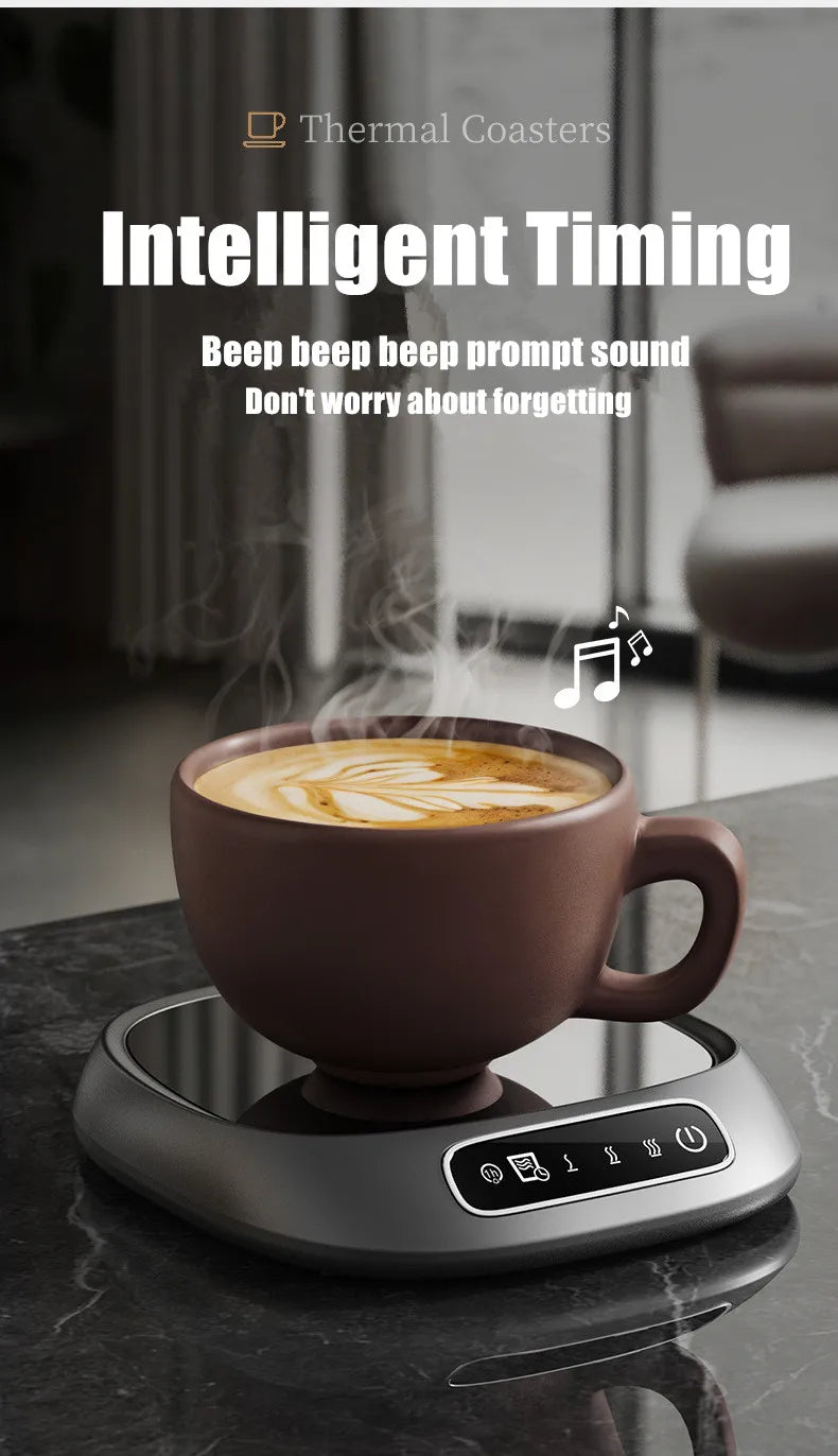 Smart Desktop Cup Warmer, Portable Beverage Heating Mat with Adjustable Temp & Automatic Shut-Down Ideal for Home and Office