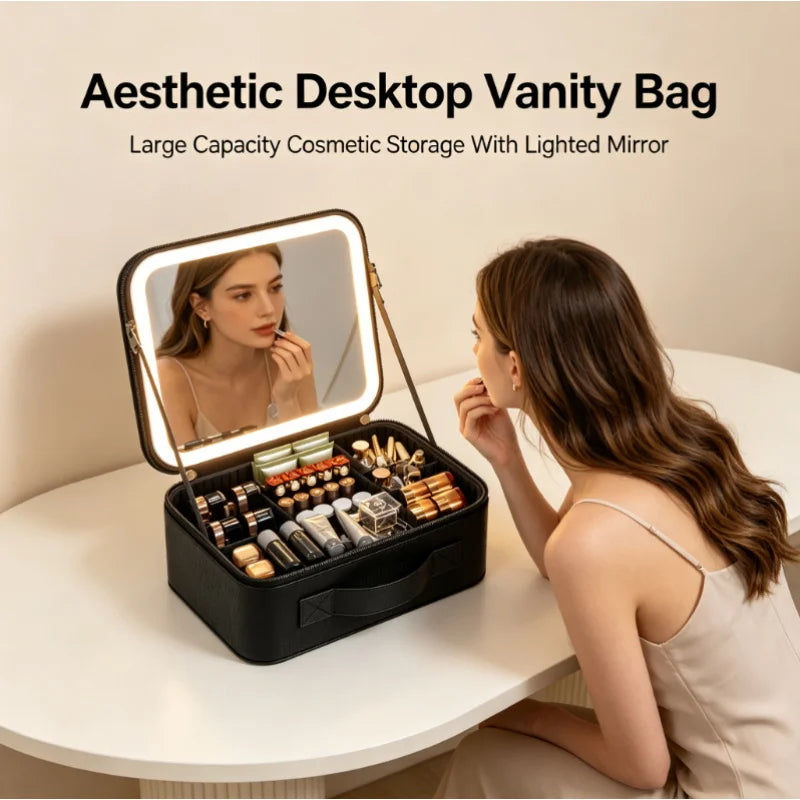 LED Lighted Makeup Bag with Mirror