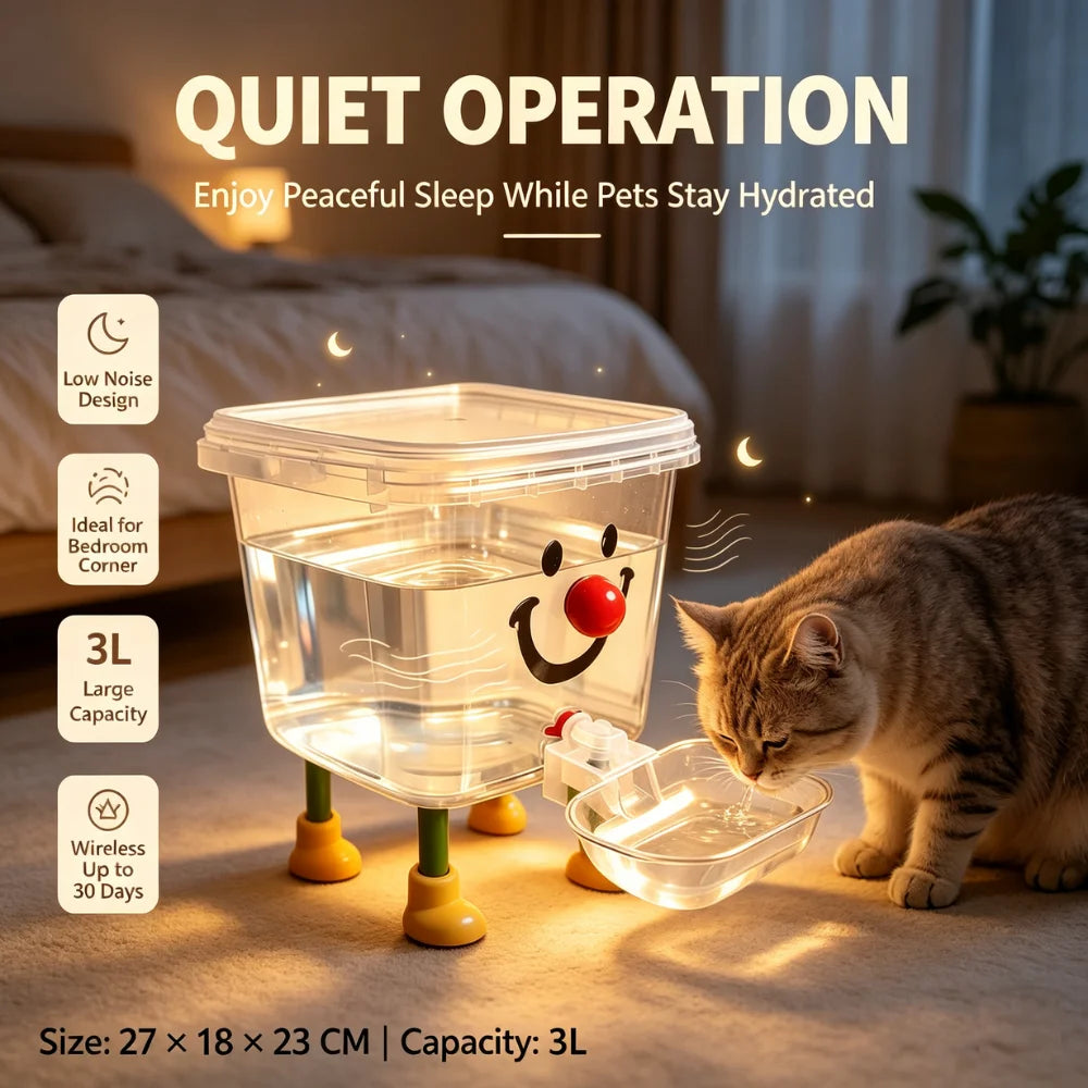 Gravity Pet Water Feeder – 3L, No Electricity