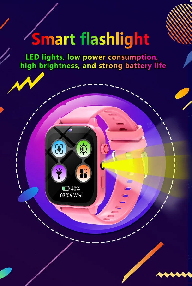 Smartwatch Children's Games Watch 1.83 Inch Display Screen Sleep Monitor Camera Alarm Clock Kids Bracelet for Boys Girls Gifts