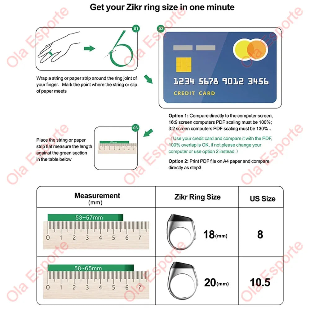 Qibla Smart Zikr Ring – Digital Tasbih with Prayer Reminders