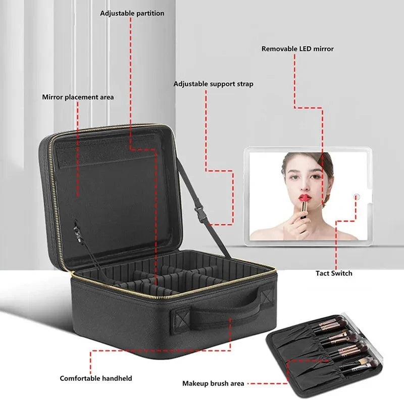 LED Lighted Makeup Bag with Mirror