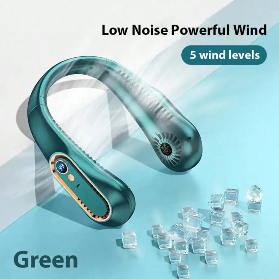Portable Neck Fan – 5 Speeds, LED Display