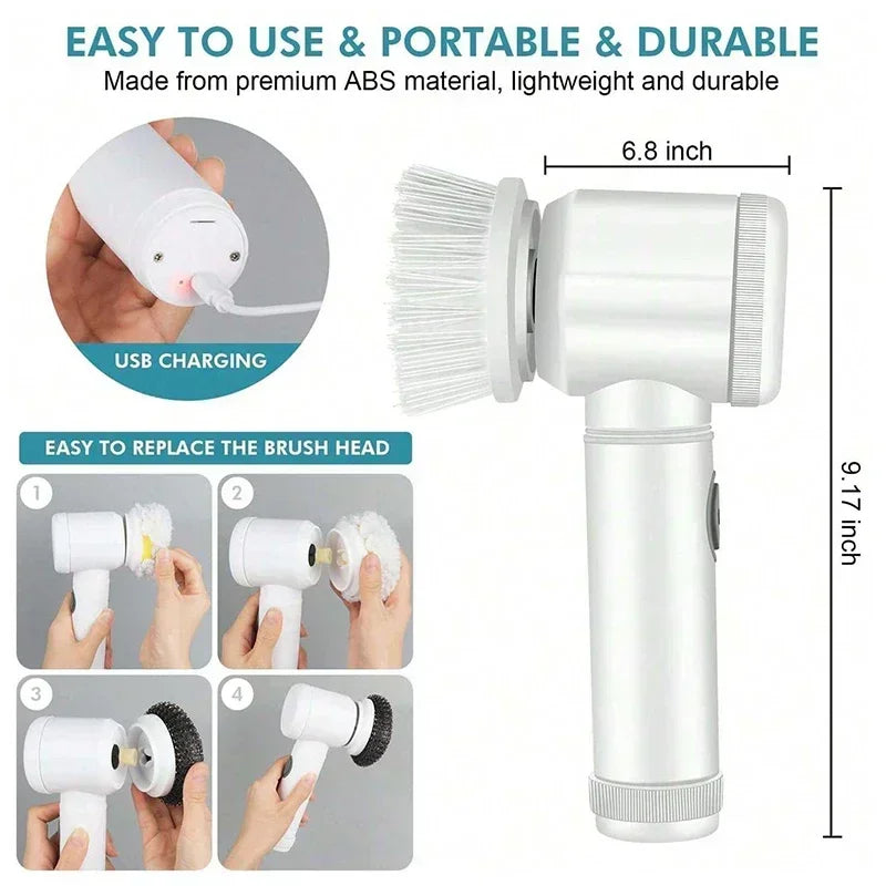 5-in-1 Electric Spin Scrubber for Bathroom
