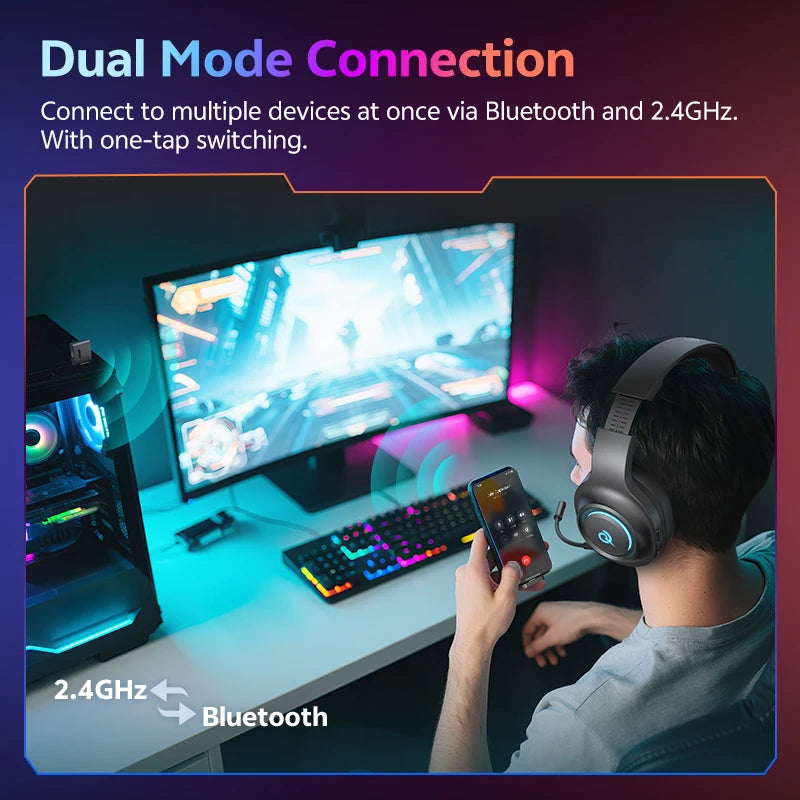QCY V200 Wireless Gaming Headphones – 7.1 Surround