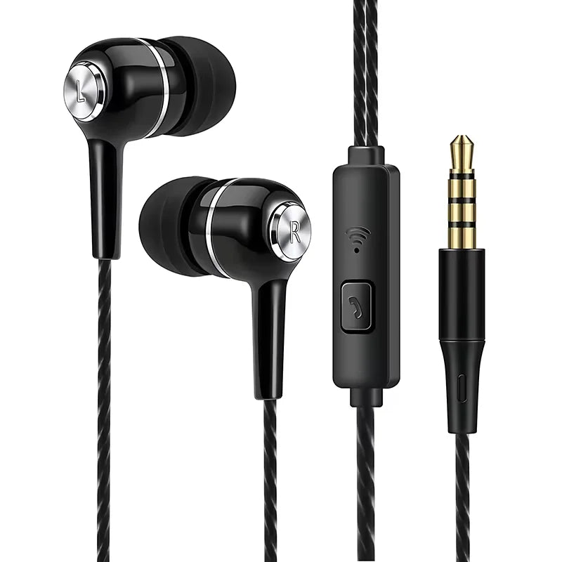 3.5mm Wired Earphones with Mic – Heavy Bass
