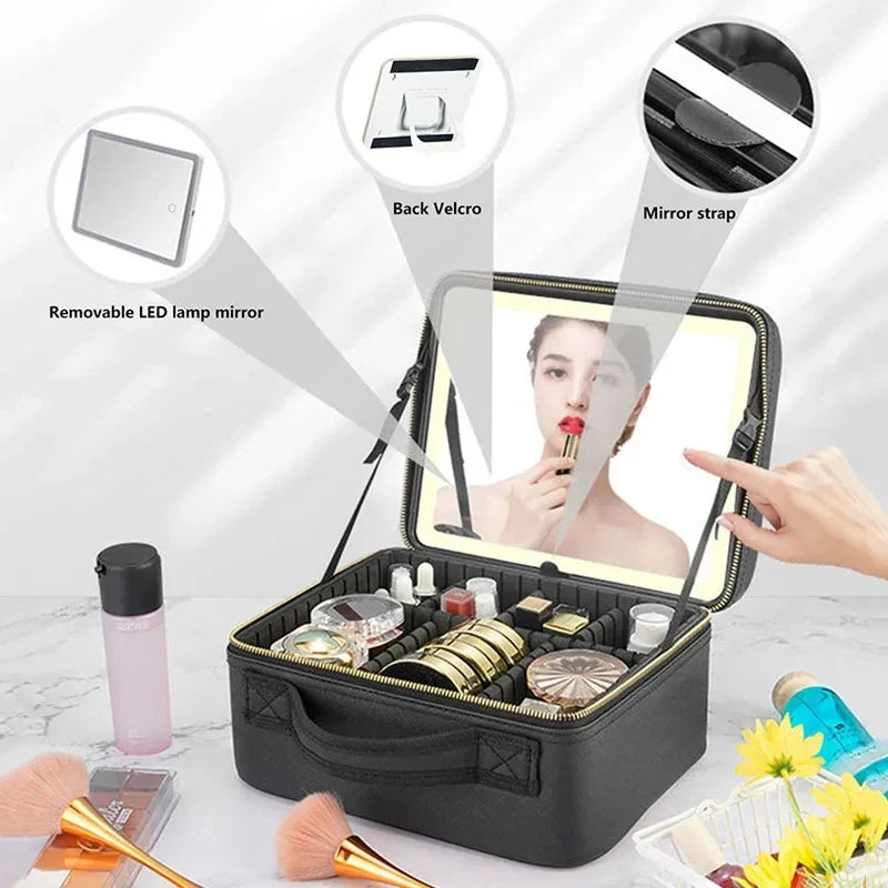 LED Lighted Makeup Bag with Mirror