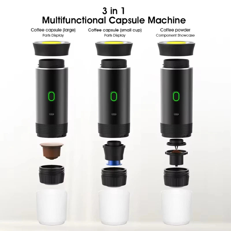 3-in-1 Portable Espresso Machine – Capsule & Powder