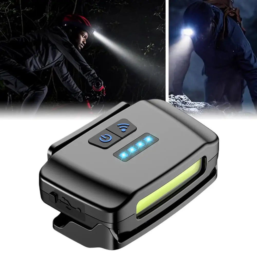 Smart Motion Sensor Hat Clip Light USB Rechargeable LED Headlamp with Red Light Waterproof Cap Lamp for Fishing Camping