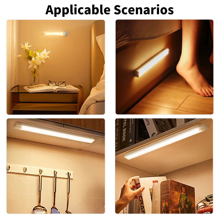 Smart Motion Sensor Night Light Wireless Rechargeable Led Night Lights Kitchen Cabinet Closet Bedroom Night Lamp Room Decoration