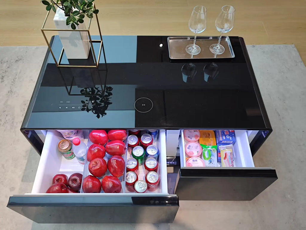 Smart Coffee Table with Built-in Fridge & Wireless Charging