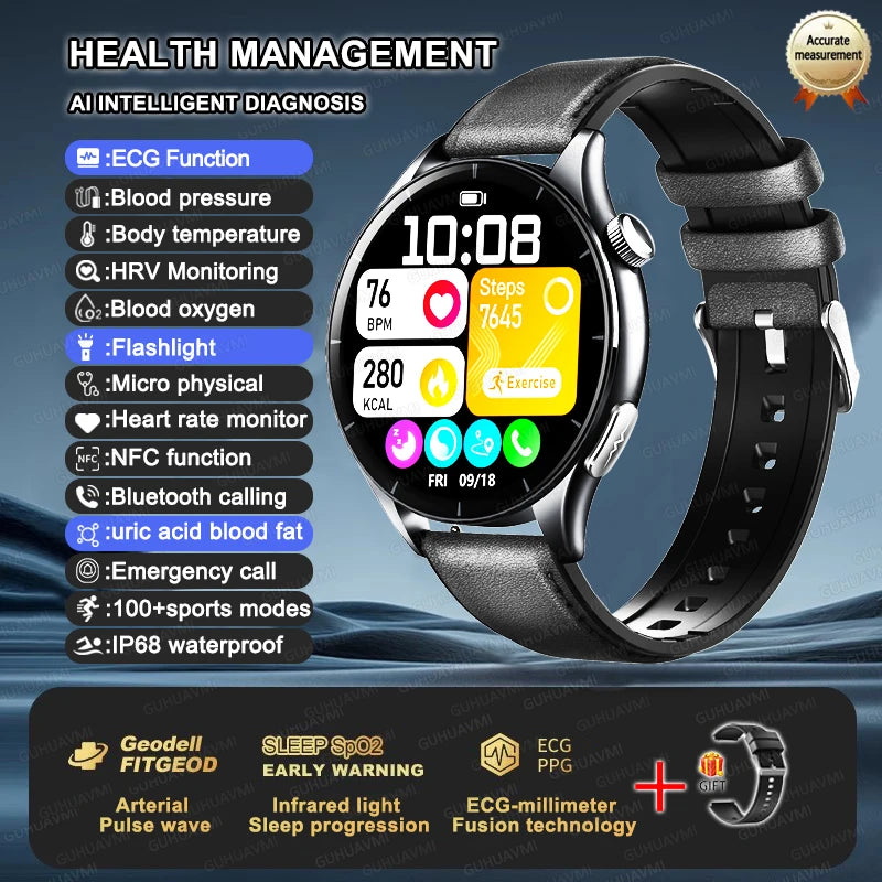 Health Smartwatch with ECG, NFC & Bluetooth Calling