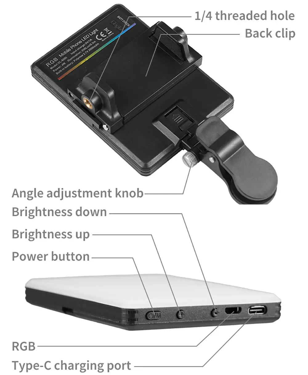 Mini Pocket LED Fill Light – RGB Option