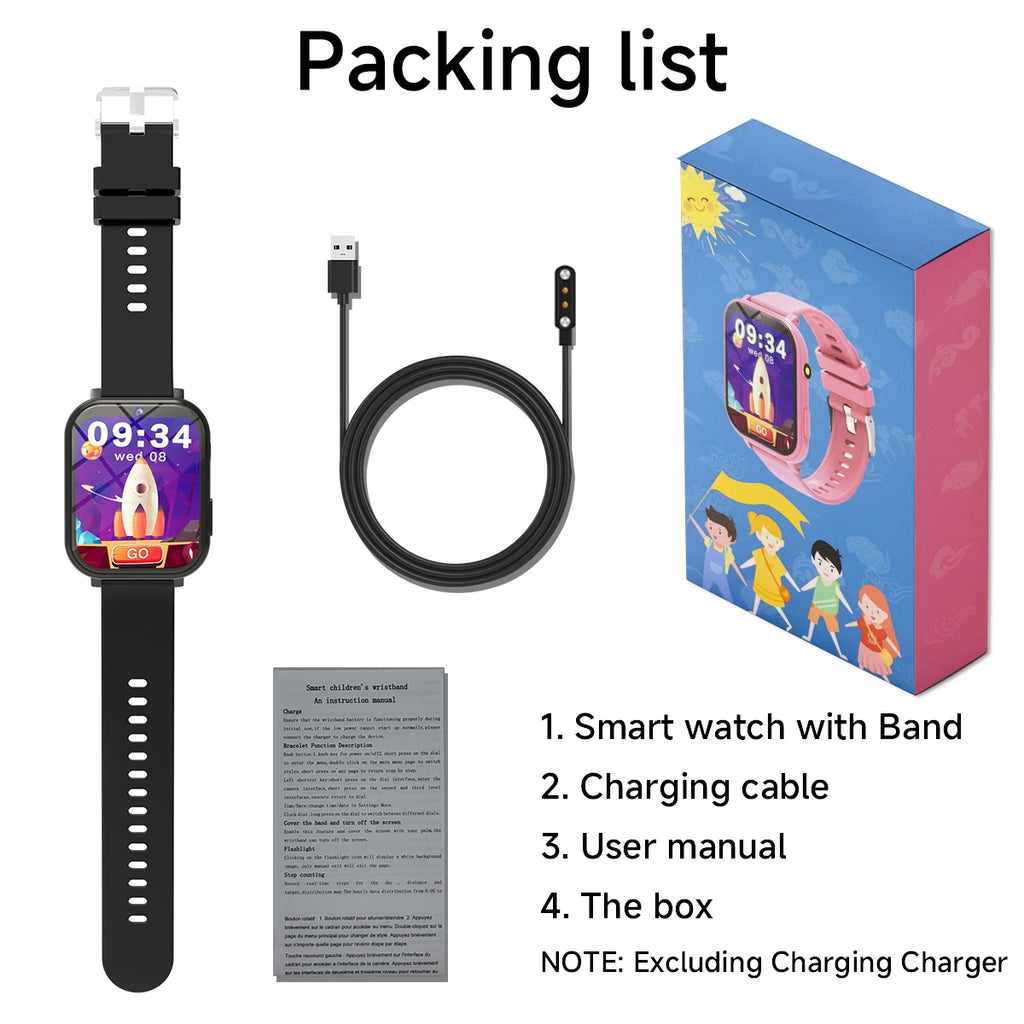 Kids Smart Watch Games Camera Flashlight Sleep Monitoring High-capacity Battery Step Counter Boy Girl Children Smartwatch Gifts