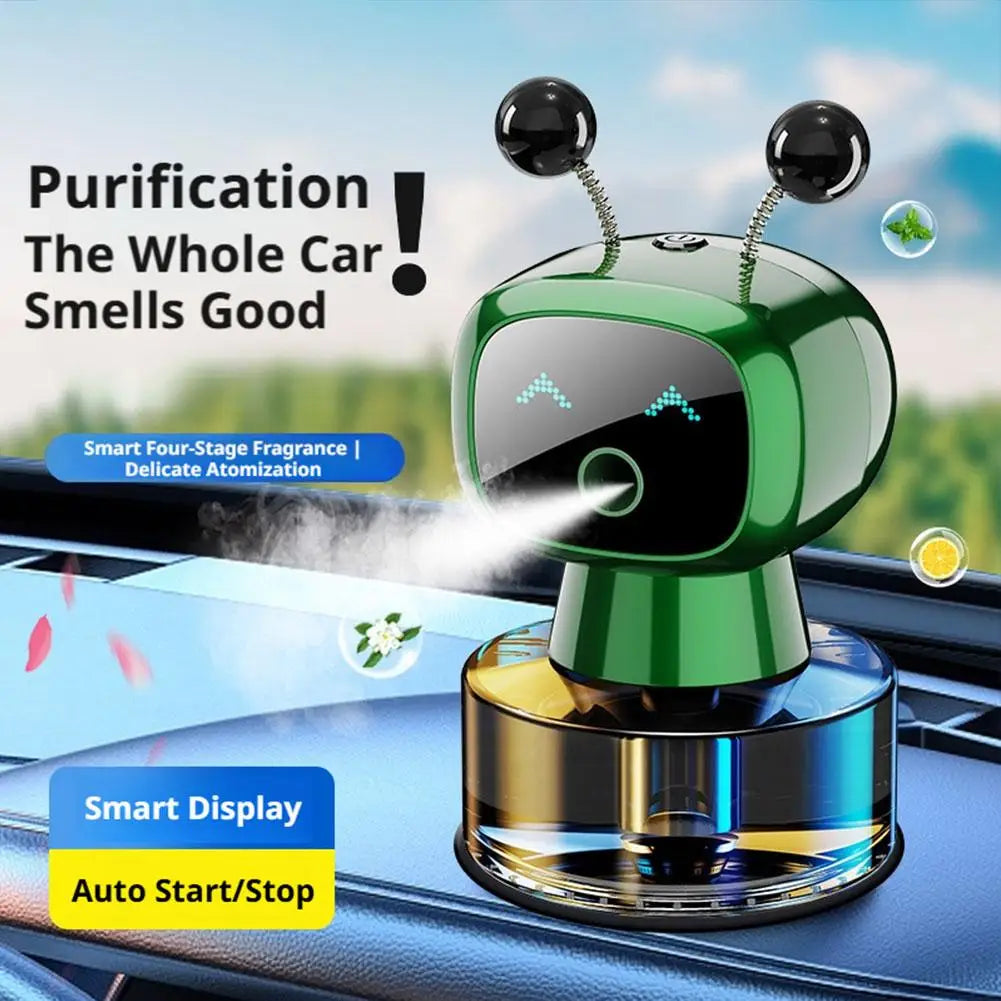 Smart Car Air Freshener AI Rechargeable Car Aroma Diffuser Smart eyes 4 Levels of Adjustable Intelligent Car Diffuser Gift