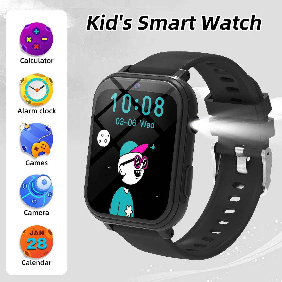 Kids Smart Watch Games Camera Flashlight Sleep Monitoring High-capacity Battery Step Counter Boy Girl Children Smartwatch Gifts