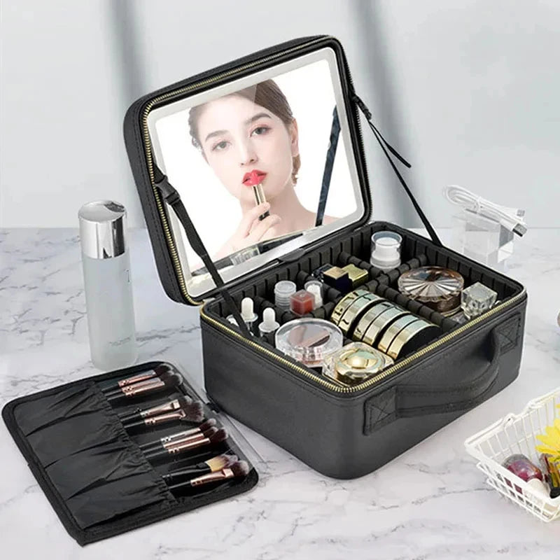 LED Lighted Makeup Bag with Mirror