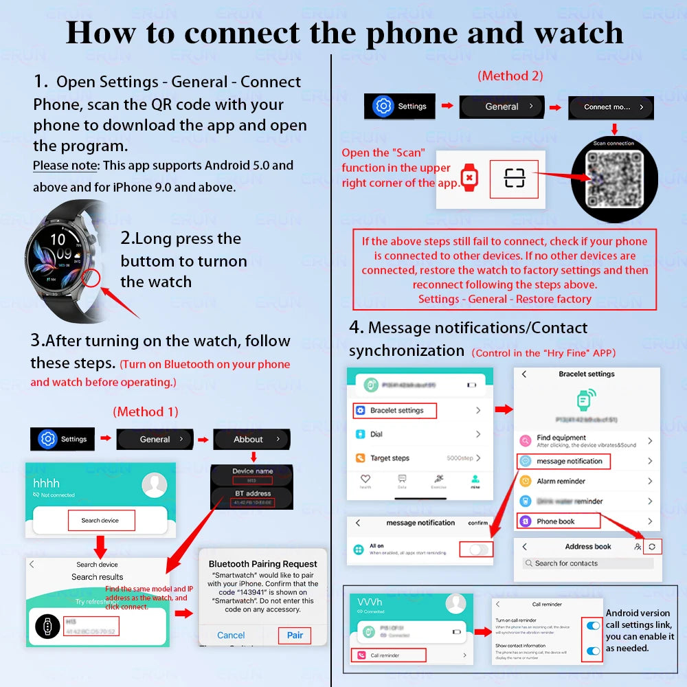 Smart Watch, 1.83-Inch Touch Screen, with Call/Message Reminders, Multi-Dial/Multi-Sports Modes/Pedometer/Activity Tracking