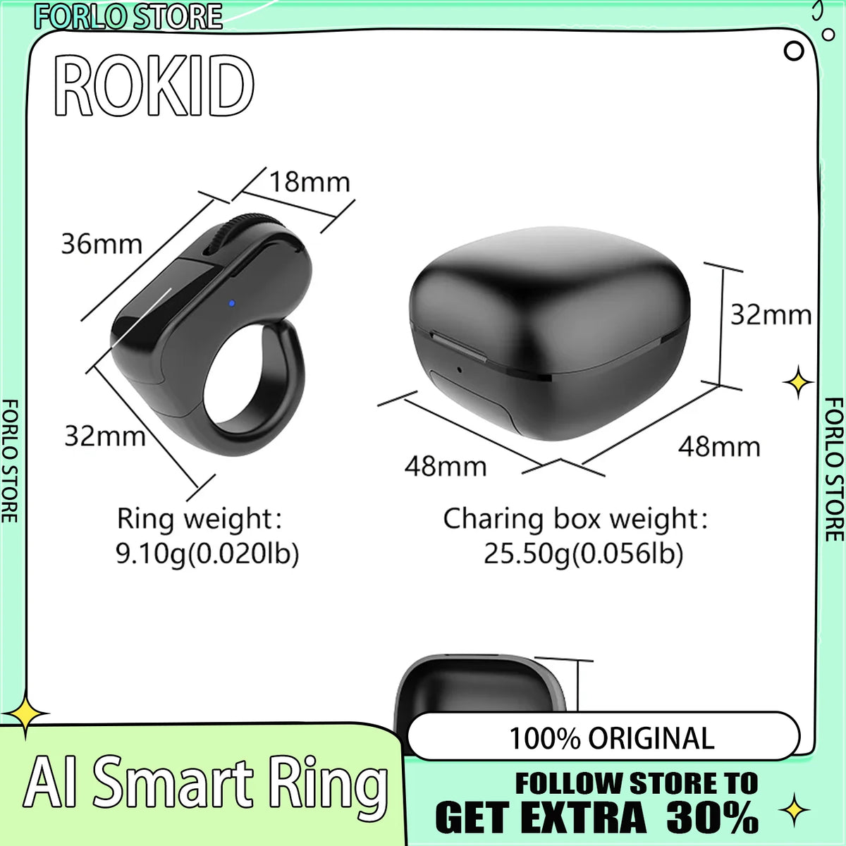 Bluetooth Smart Ring Controller for AI Glasses