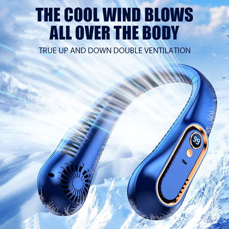 Portable Neck Fan – 5 Speeds, LED Display