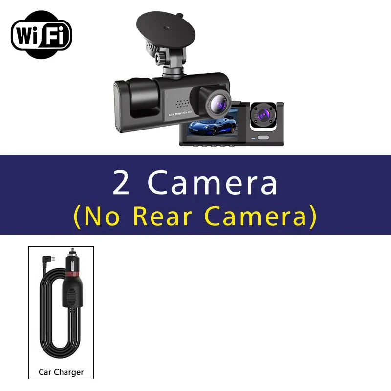 Wifi 3 Channel Dash Cam Three Way Car DVR Inside Vehicle Camera DVRs Recorder HD 1080P Video Mini Registrator Dashcam Camcord