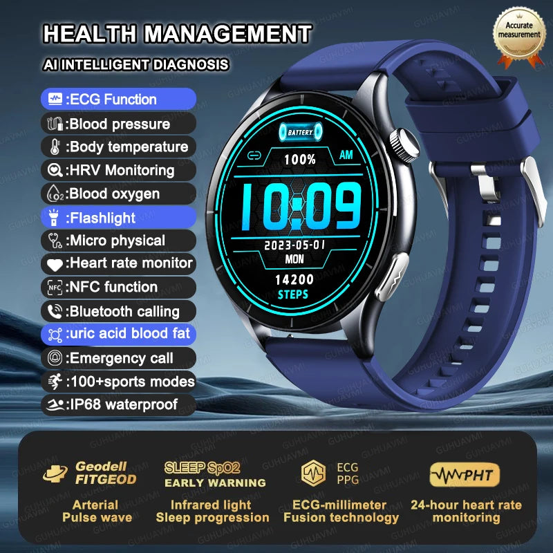 Health Smartwatch with ECG, NFC & Bluetooth Calling