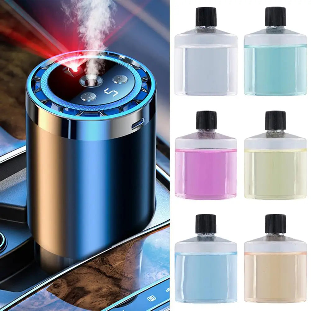 Smart Car Air Freshener With LED Light Adjustable Mist Volume USB Rechargeable Vehicle Aroma Humidifier For Car Interior