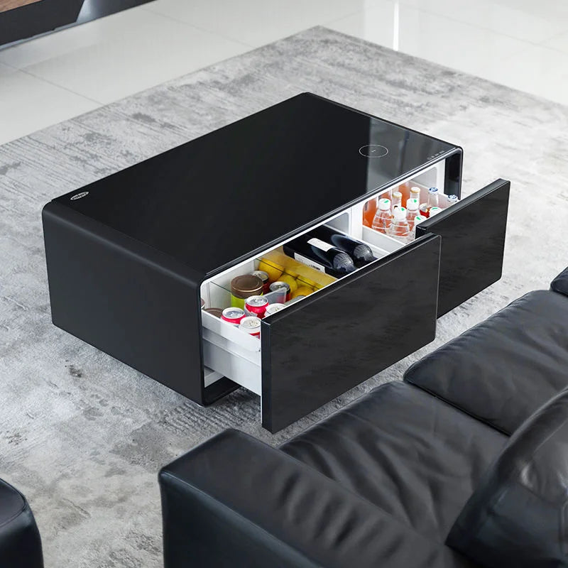 Smart Coffee Table with Built-in Fridge & Wireless Charging
