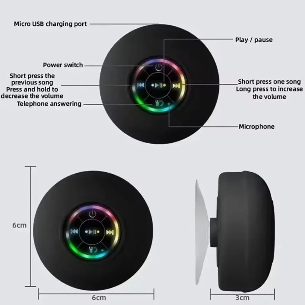 Mini Suction Cup Bluetooth Speaker – IPX4 Waterproof