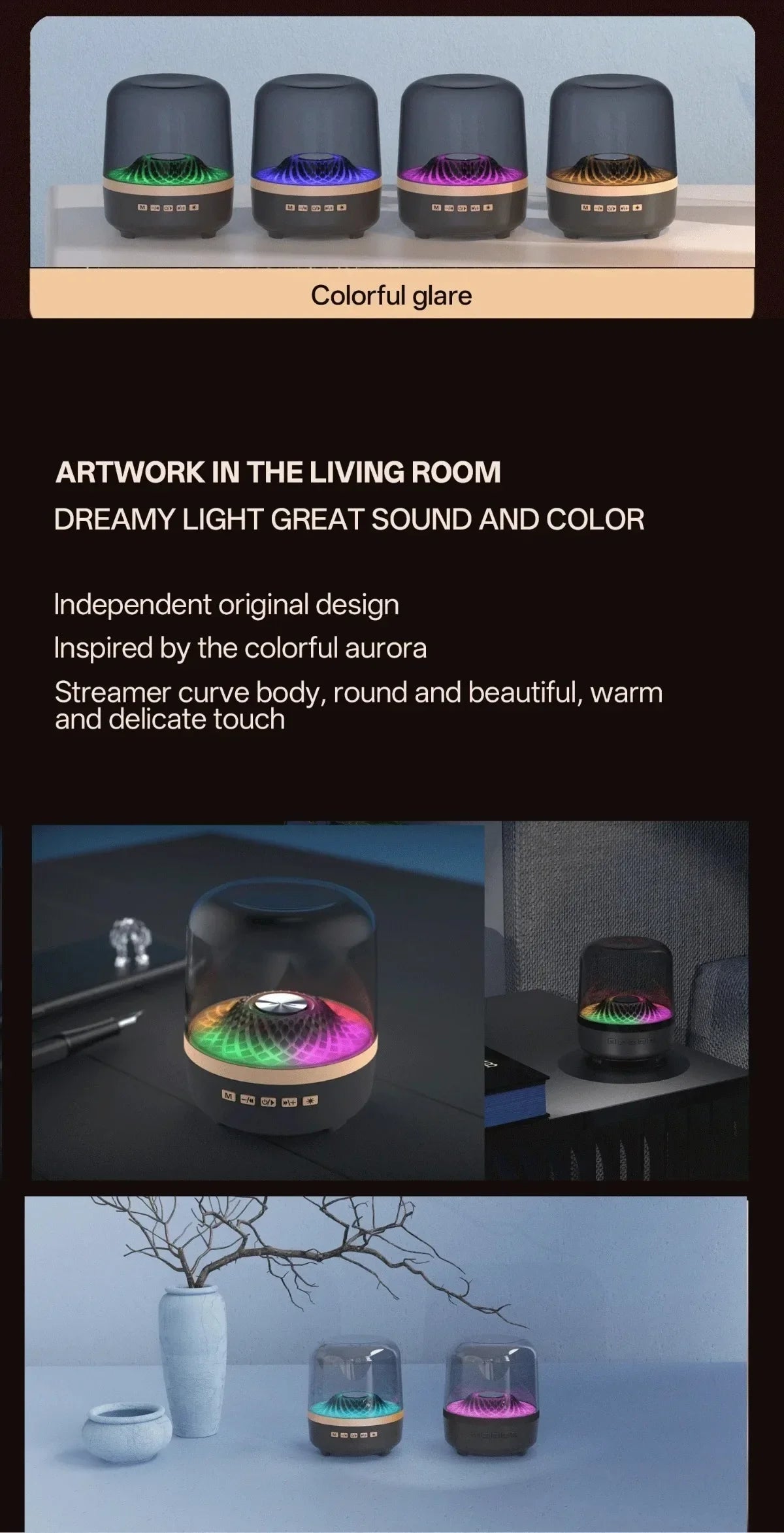 Portable Bluetooth 5.3 Soundbar with RGB Light