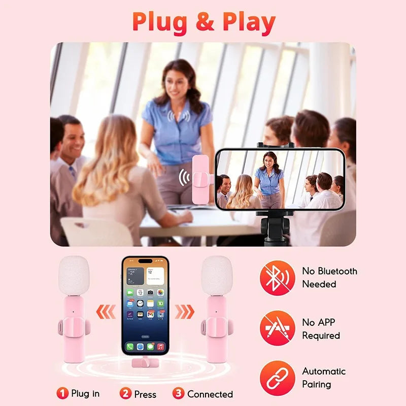 Mini Wireless Lapel Microphone for iPhone, iPad & Android