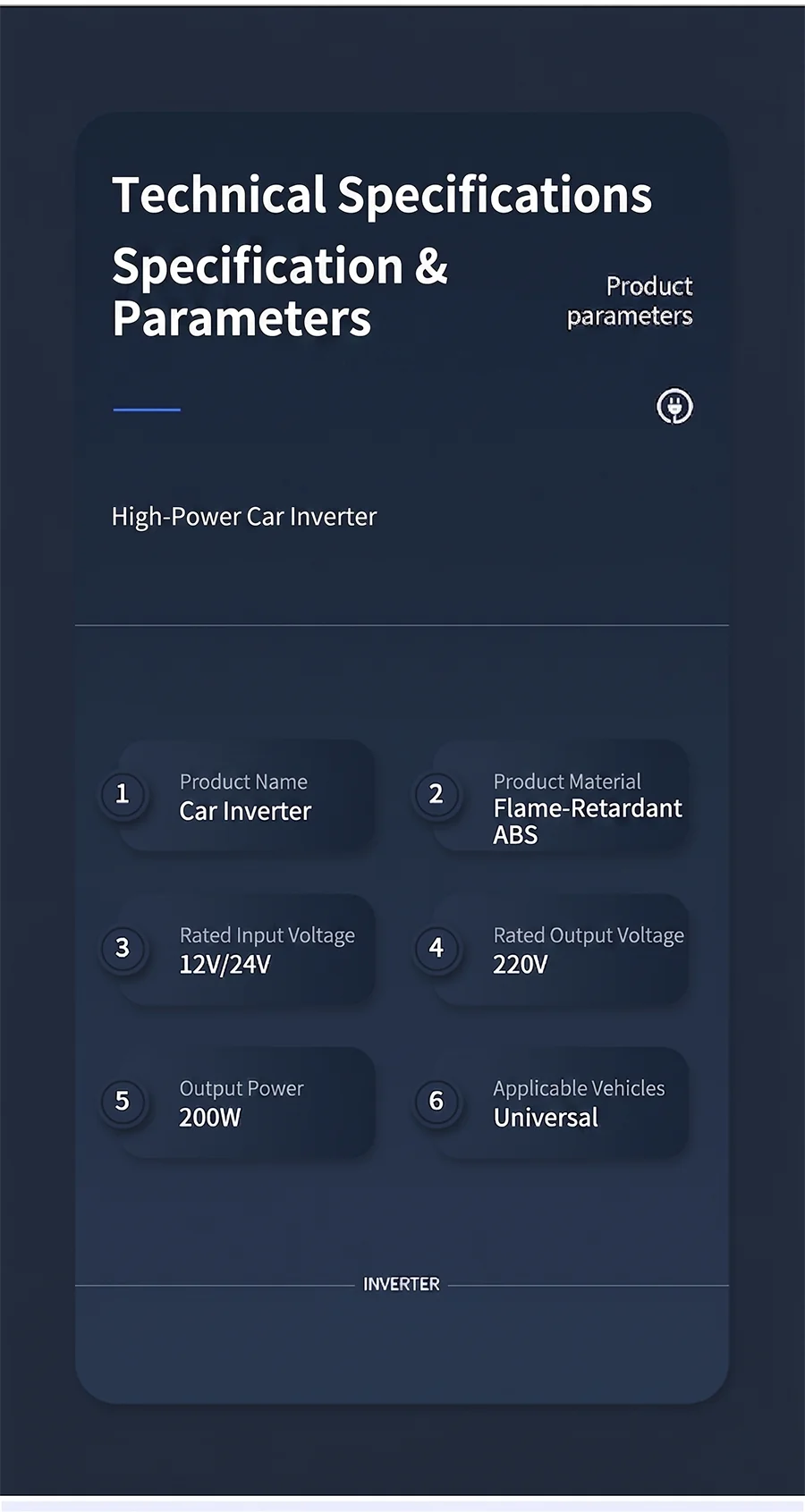 Smart 200W Car Inverter 12V DC to 220V AC Power Converter with 2 Universal Outlets PD30W QC3.0 and LED Digital Display
