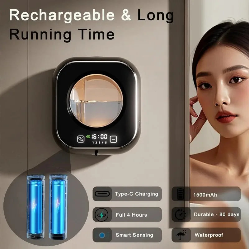 Smart Induction Hand Washer Sensor Wall Mounted Foam Infrared Sensor Liquid Soap Dispensers with Temperature Digital Display