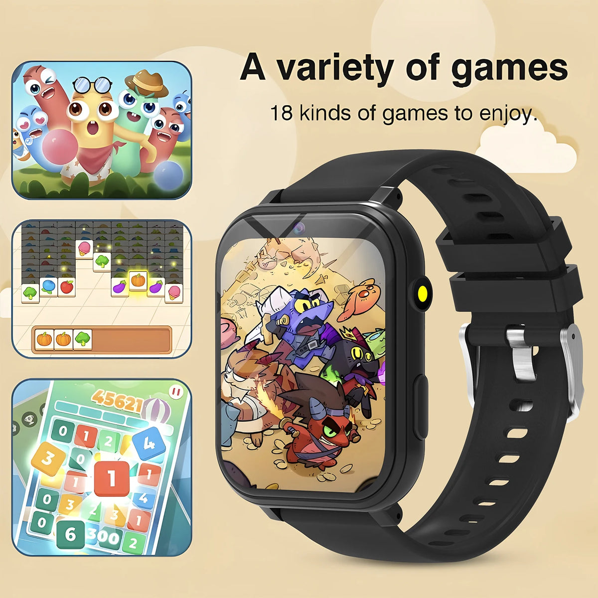 Kids Smart Watch Games Camera Flashlight Sleep Monitoring High-capacity Battery Step Counter Boy Girl Children Smartwatch Gifts