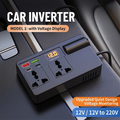Smart 200W Car Inverter 12V DC to 220V AC Power Converter with 2 Universal Outlets PD30W QC3.0 and LED Digital Display