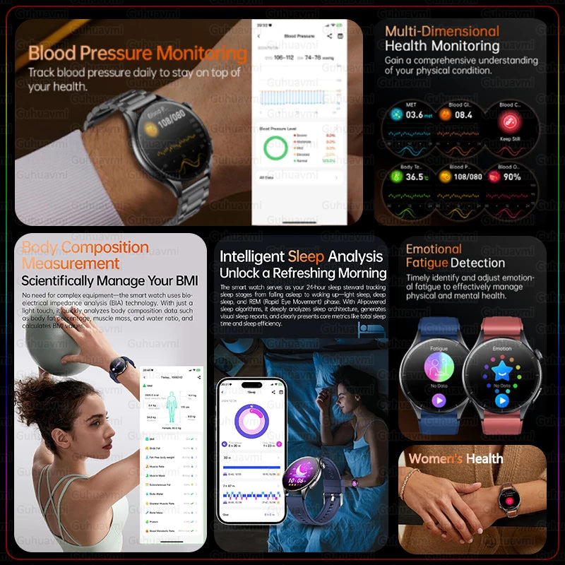 2025 New NFC+ECG+PPG Health Smart Watch BMI Fat Heart Rate Blood Pressure Watch 380mAh BT Call IP68 Waterproof Sports Bracelet