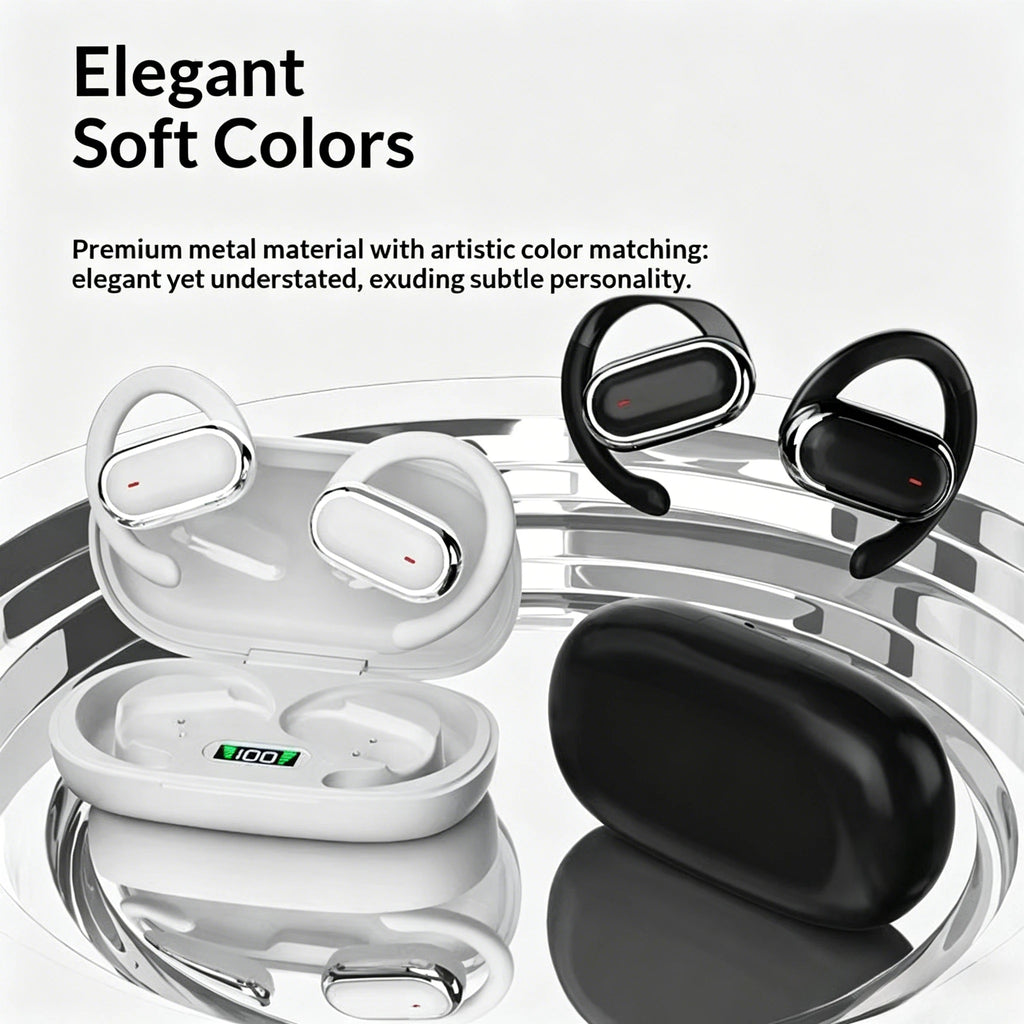 Wireless OWS Earhook Microphone Earphones with Smart LED Display Bluetooth 5.3 Earbuds for Enhanced Sound Comfort Headphones