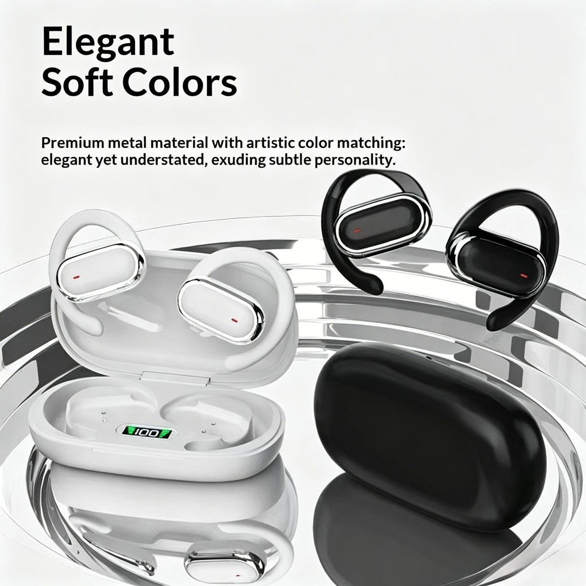 Wireless OWS Earhook Microphone Earphones with Smart LED Display Bluetooth 5.3 Earbuds for Enhanced Sound Comfort Headphones
