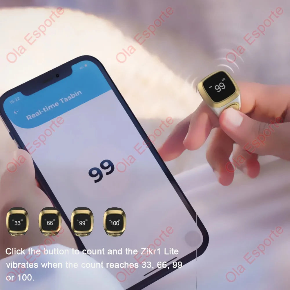 Qibla Smart Zikr Ring – Digital Tasbih with Prayer Reminders