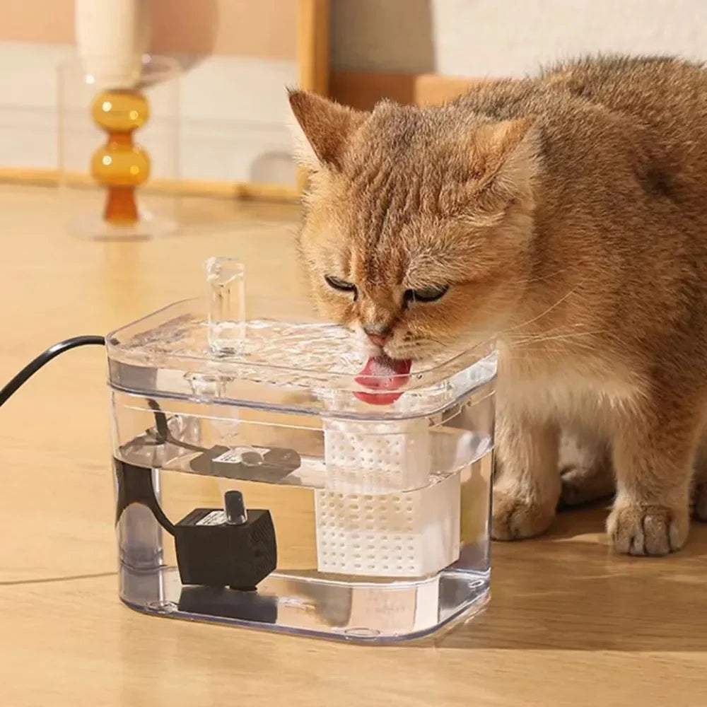 Transparent Pet Water Fountain – 1.5L