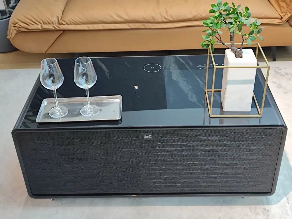 Smart Coffee Table with Built-in Fridge & Wireless Charging