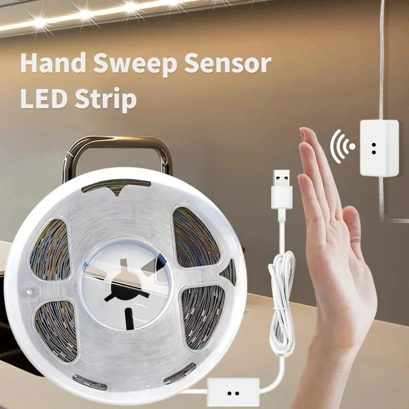 Smart USB Led Strip Light SMD2835 5V Motion Sensor Hand Scan ON OFF Control Backlight Tape for TV Kitchen Cabinet Wardrobe