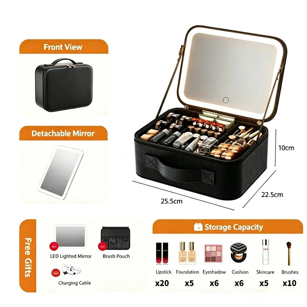 LED Lighted Makeup Bag with Mirror